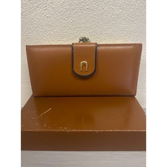 Vtg Classic Brown Cowhide Wallet Snap Bi-Fold Credit Cards Checkbook Photos NOS - Picture 1 of 10